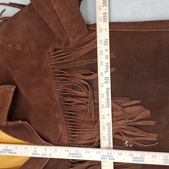 Vintage fringe seude jacket men's size 44 brown lined  Western Made in Mexico - Picture 4 of 16